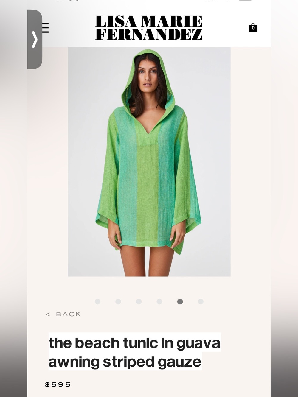 Lisa Marie Fernandez Green Hooded Beach Tunic linen Gauze Coverup Kaftan